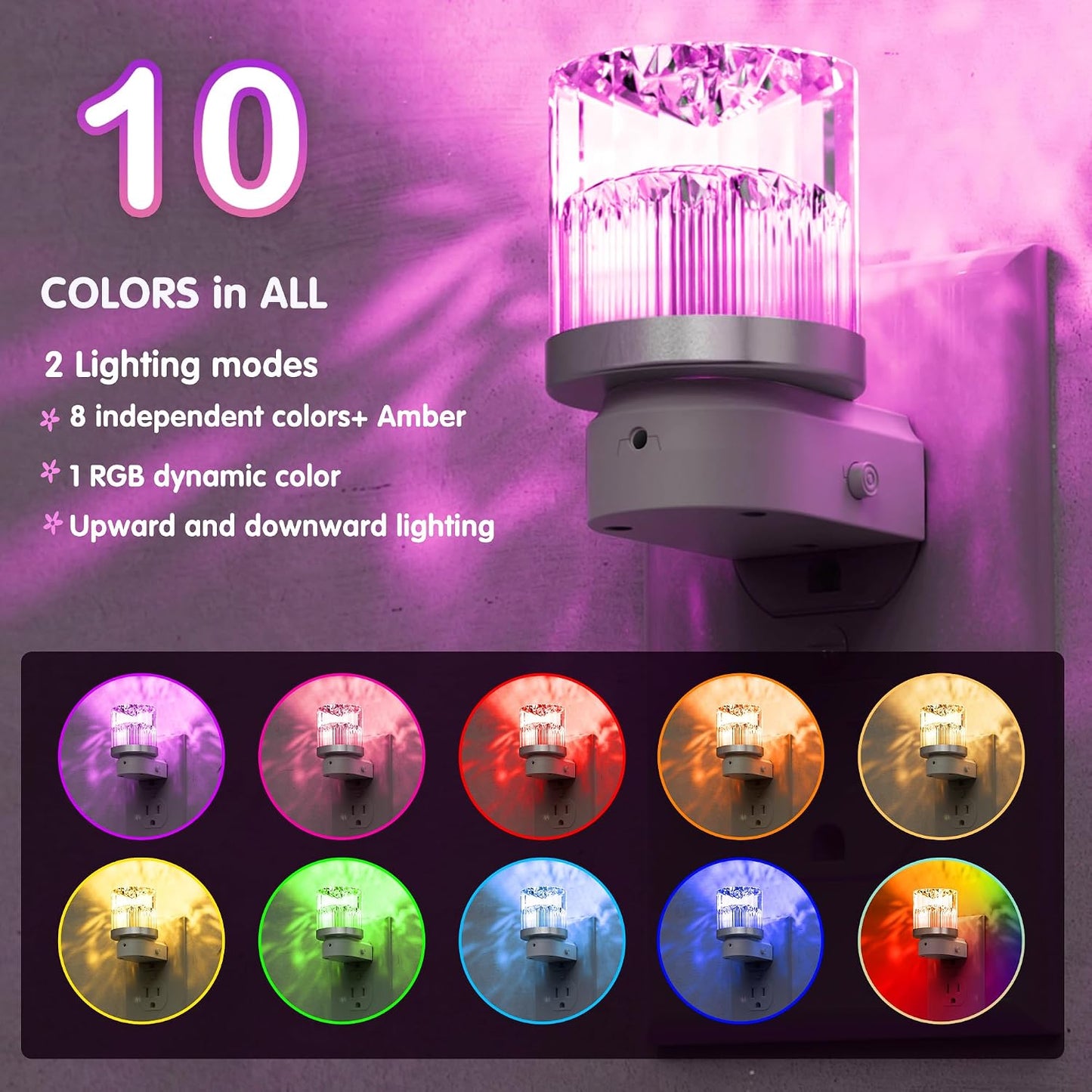 L LOHAS LED Night Light, Dimmable Night Lights Plug into Wall, Automatic Night Lights Plug in with Auto Light Sensor,Adjustable Brightness Amber LED Night Light, for Bedroom Hallway Home Decor