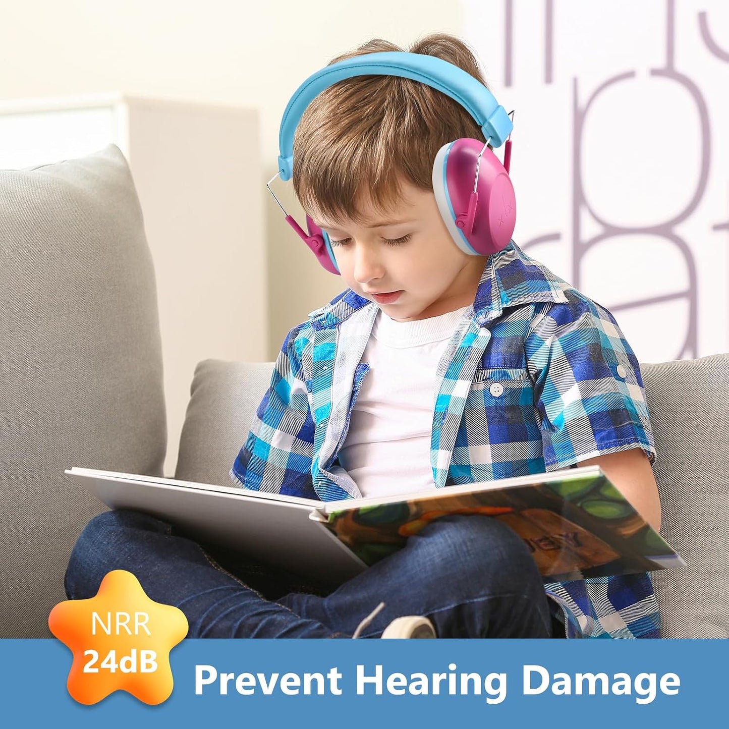 ProCase Kids Noise Cancelling Headphones, Kids Ear Protection Monster Jam Truck, Fireworks Hearing Protection Noise Reduction, Noise Canceling Earmuffs for Sensory Autism Toddler Children -Red