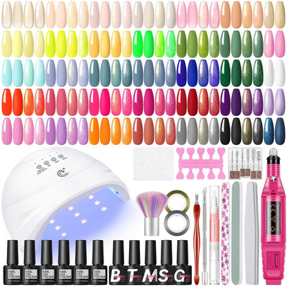 COSCELIA 53pcs Gel Nail Polish Kit with U V light and Drill Starter Kit 35 Colors Gel Nail Polish with 5pcs Top Base Coat Nail Art Professional Gel Manicure Kits Gifts for Women Teens Girls