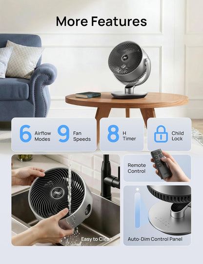 Dreo 16 Inch 25dB Quiet Smart Fans for Bedroom, DC Room Fan with Remote, 120°+120° Oscillating Fan, 6 Modes, 9 Speeds, 12H Timer,Works Alexa/Google/WiFi/Voice Control, Silver, Oversize (DR-HAF004S)