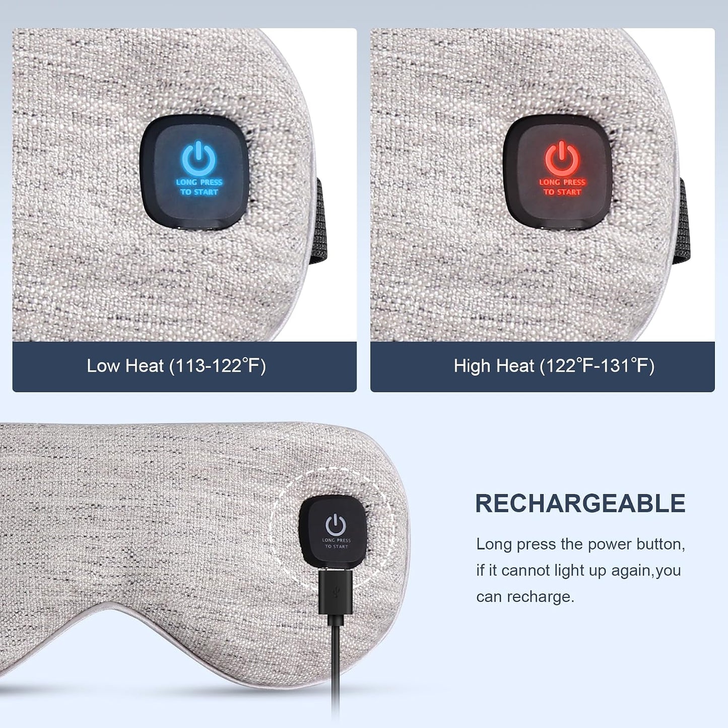 Heated Eye Mask Cordless, Warm Eye Compress for Dry Eyes Stye Blepharitis Chalazion MGD Eye Treatment, Heat Therapy to Unclog Gland, Soothe Tired and Sore Eyes (Gray)