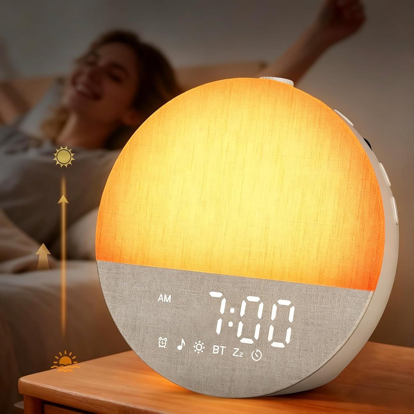 Sunrise Alarm Clock with Sounds Machine:Gentle Gradual Wake Up Light for Heavy Sleepers Relieve Anxiety Dimmable Clock with Bluetooth Memory for Bedroom - White Noise Machine with 30 Sleep Sounds