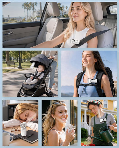 Mini Clip on Fan Handheld, 3000mAh Rechargeable Portable Fan with LED Display, 3-in-1 Personal Cooling Fan, 4 Speeds Quiet USB C Fan for Stroller Desk Travel Camping Office for Women Men Kids, Black