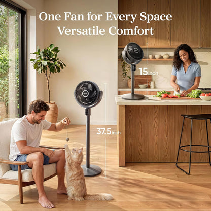 LEVOIT Standing Fan for Bedroom, 20dB Quiet Pedestal Fan for Sleep, 1024 CFM Ultra-High Airflow, 90° Oscillating Floor Fan, DC Motor, 5 Speeds, 12H Timer, Remote, for Home, Room, Office, White