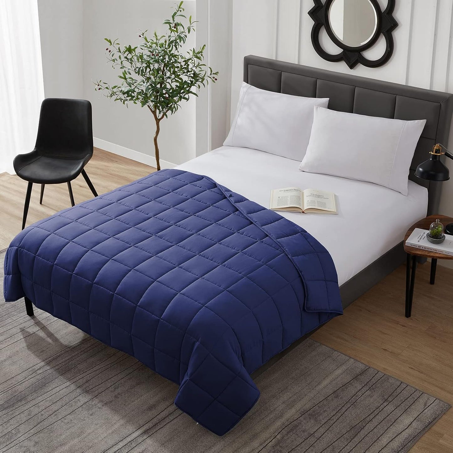 L'AGRATY Weighted Lap Pad 7lb: Small Weighted Blanket for Adults - Cooling Portable Travel Blanket for Relaxation Sleeping - Washable All-Season (29" x 24")