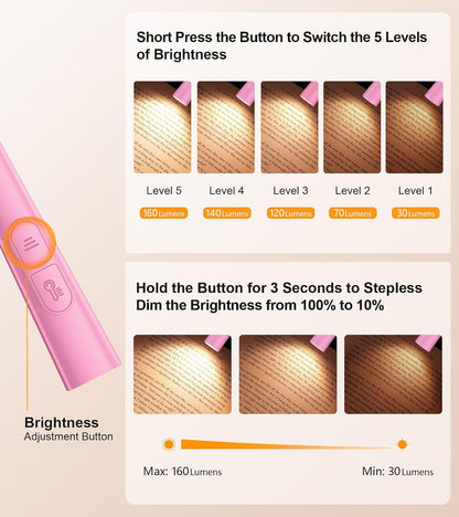 Gritin Book Light,Eye Caring 3 Colors & Stepless Dimming Neck Reading Light
