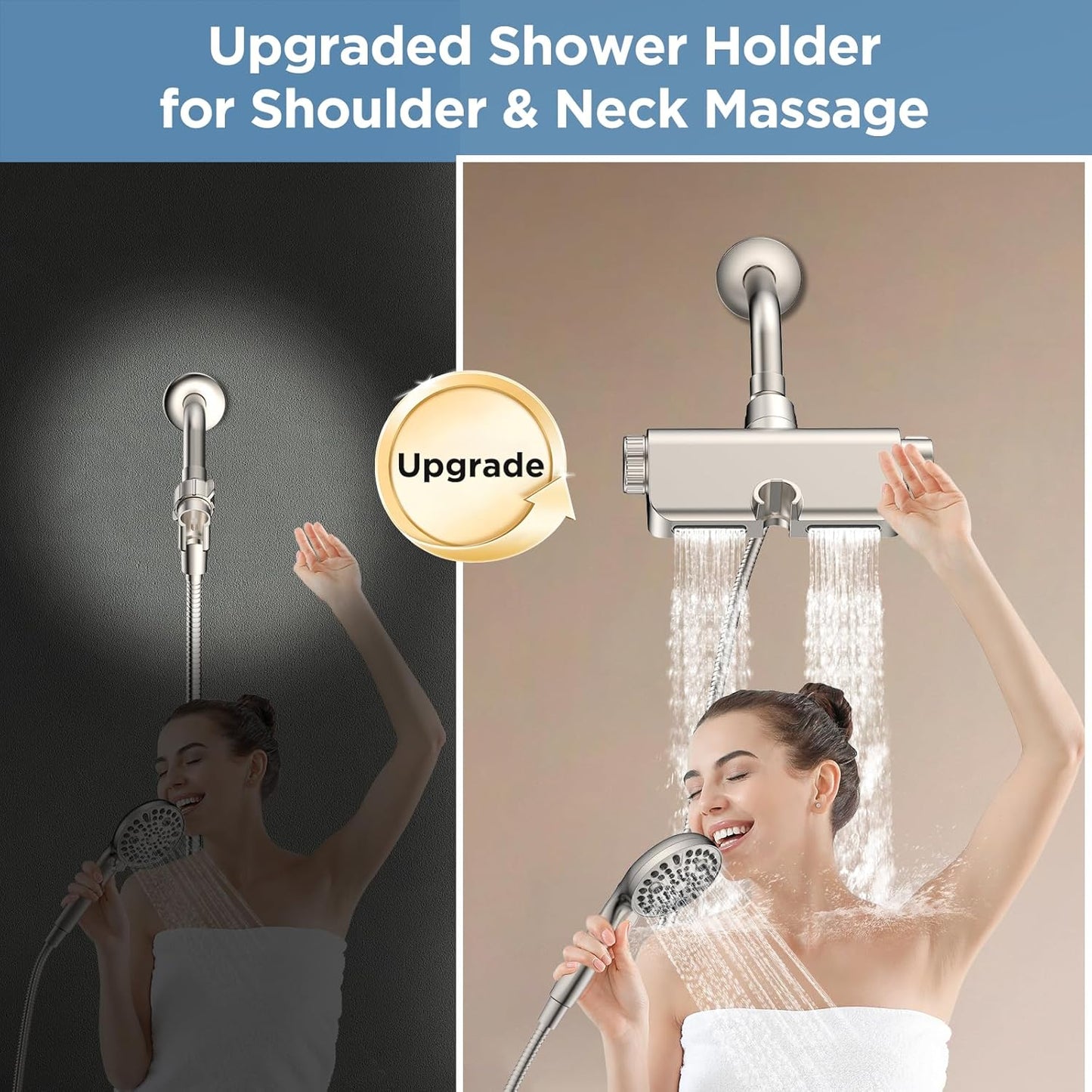 MakeFit Filtered Shower Head with Handheld Combo Matte Black - Dual 2-in-1 Spa System with Massage Shower and 10 Modes Hand Held Shower, High Pressure with Built in Power Wash Mode