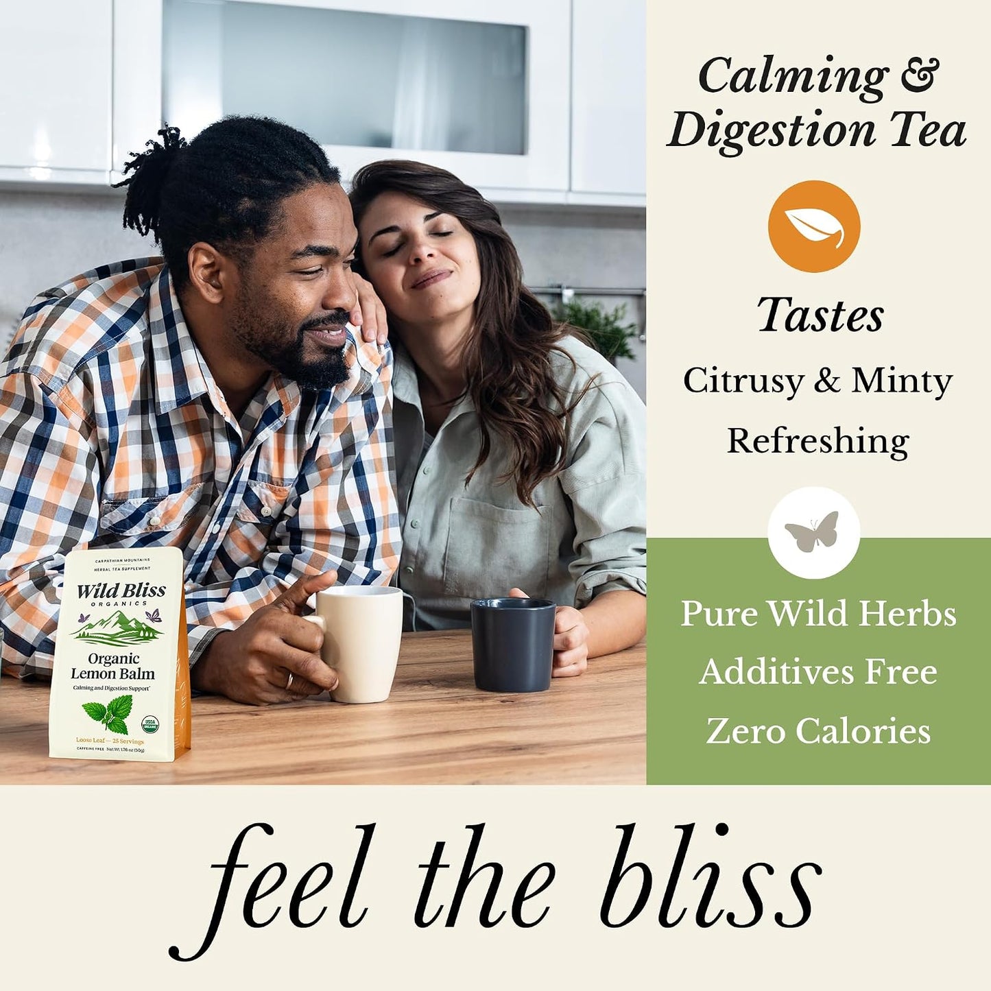 Organic Lemon Balm Tea - Caffeine Free Loose Leaf Herbal Tea - Pharmacopoeia Potency - 25 Servings
