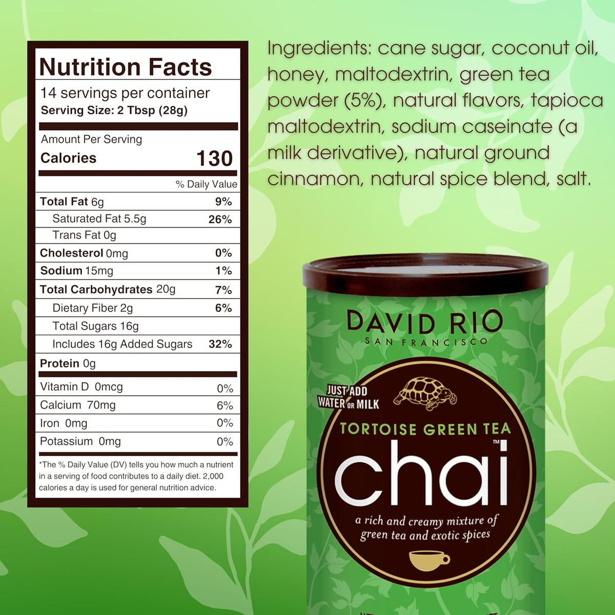 David Rio Elephant Vanilla Chai Tea Latte Mix, 14 Oz