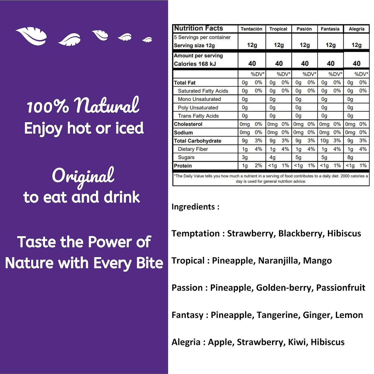 Alibú Dried Fruit Tea Infusions - Variety Pack - Certified Vegan, 100% Natural, Hot or Iced, Caffeine Free, Eat and Drink -.12 oz