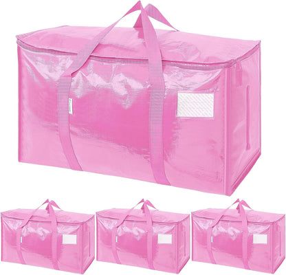 TICONN Extra Large Moving Bags Heavy Duty with Zippers & Carrying Handles, Durable Storage Bags Moving Boxes for Closet Organizers and Storage (Blue)