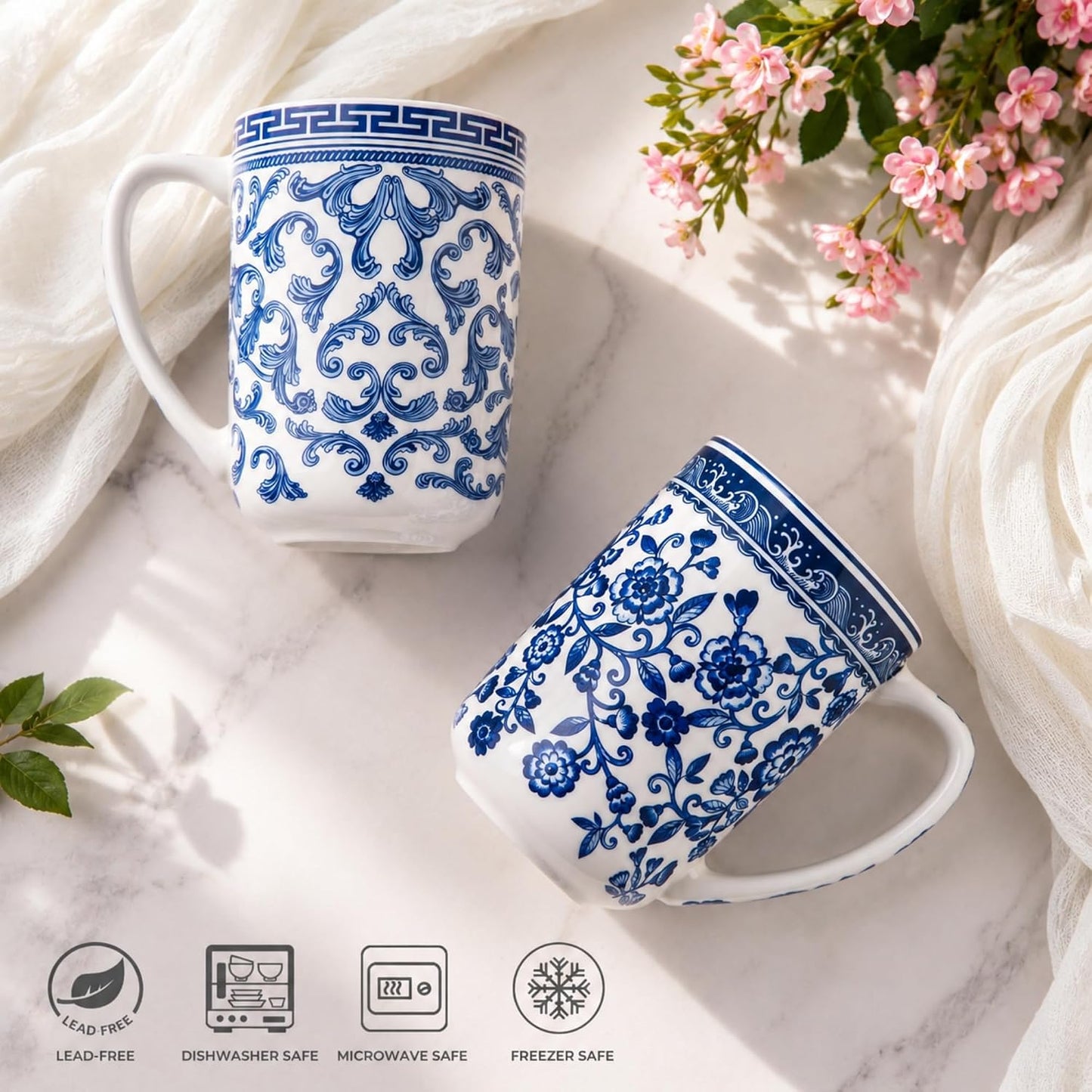 AmorArc Porcelain Tea Mug with Infuser and Lids, 18 Oz Large Cup Strainer with Bag Holder for Loose Leaf Tea, Steeping Coffee Mug for House-warming Wedding Birthday Gift