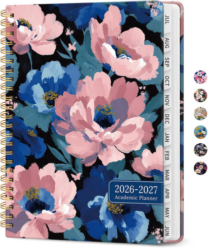 Planner 2026-2027, Jul 2026-Jun 2027 Academic Monthly & Weekly Planner - Colors B