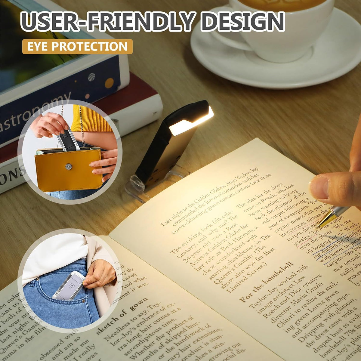Retisee 20 Pack USB Rechargeable Book Light for Reading in Bed Foldable Clip on LED Booklight 3 Amber Colors &2 Brightness Dimmable Long Lasting Portable Bookmark Lamp for Book Lovers