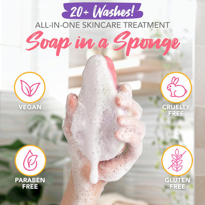 Spongeables Anti Cellulite Body Wash in a 20+ Wash Sponge, Citrus, 3 Count