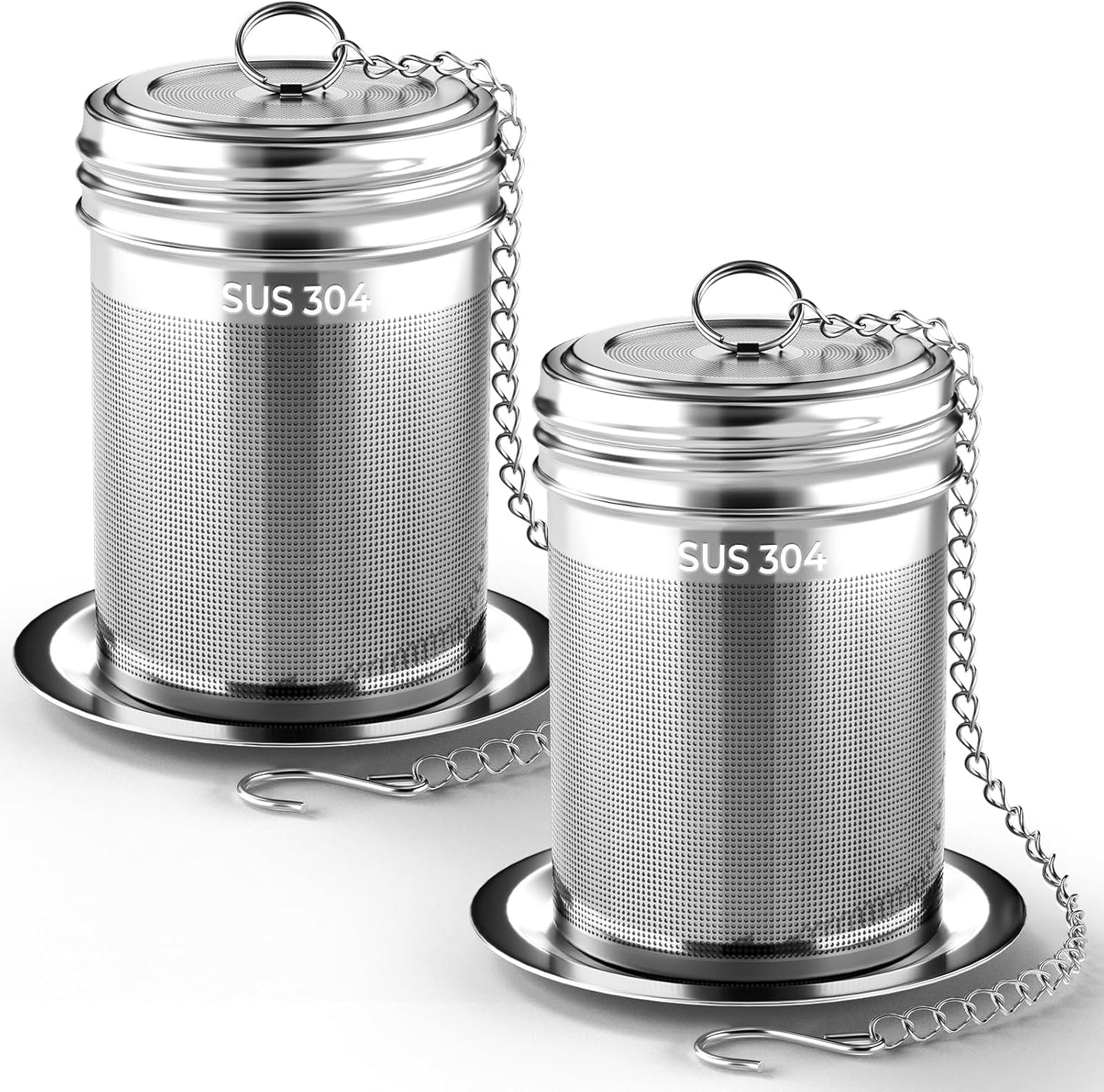 2 Pack Reinmoson Large Tea Infuser for Loose Tea & Spice Infuser for Cooking, 2.1” x 2.9” Extra Fine Mesh Large Tea Strainers, 304 Stainless Steel Loose Leaf Tea Steeper for Black Tea, Rooibos, etc