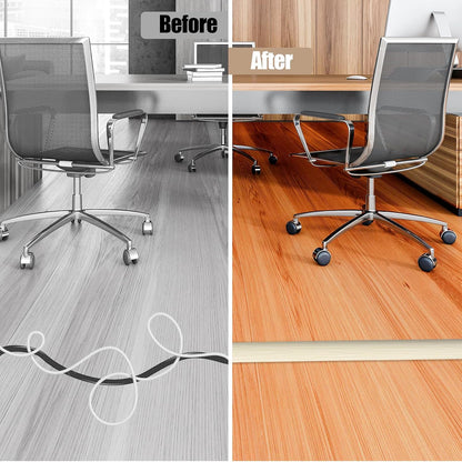 Floor Cord Cover Self Adhesive Cord Hider,10FT Cable Management, Extension Strip Protector for Wires, Prevent Cable Trips for Offices, Gyms, Exhibitions Cavity 0.39"(W) x 0.27"(H) BrownWood