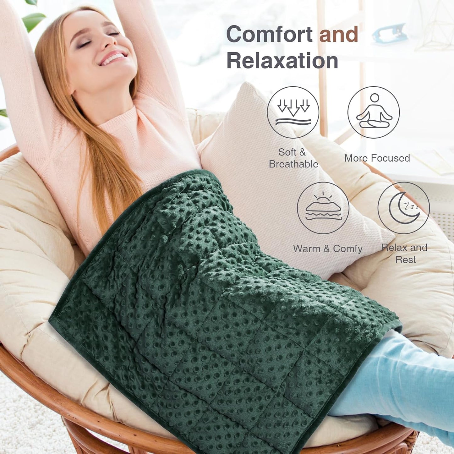 Alomidds Weighted Lap Blanket 7lbs, Cozy Luxury Breathable Weighted Blanket for Adults, Weighted Lap Pad for Travel, Relaxation, Sleeping, Purple, 29" x 24"