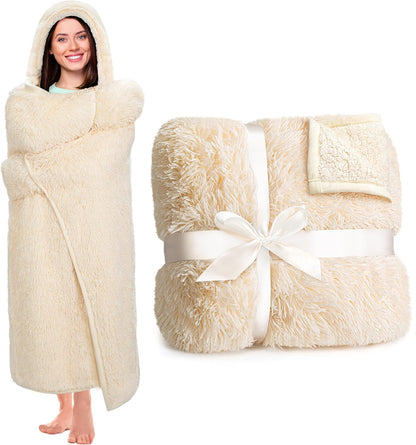 Penguin Wearable Hooded Blanket for Adults – Super Soft Warm Cozy Plush Flannel Fleece & Sherpa Hoodie Throw Cloak Wrap - Penguin Gifts for Women Adults Girls and Kids