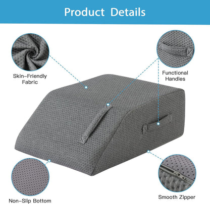 MEGCXIT Leg Pillow Elevation Blood Circulation, Leg Wedge for Elevation for Swelling, Leg Elevating Pillow for After Surgery, Memory Foam Foot Knee Pillow for Back Sleeping 23.6×16.8×8 Inch White/Grey