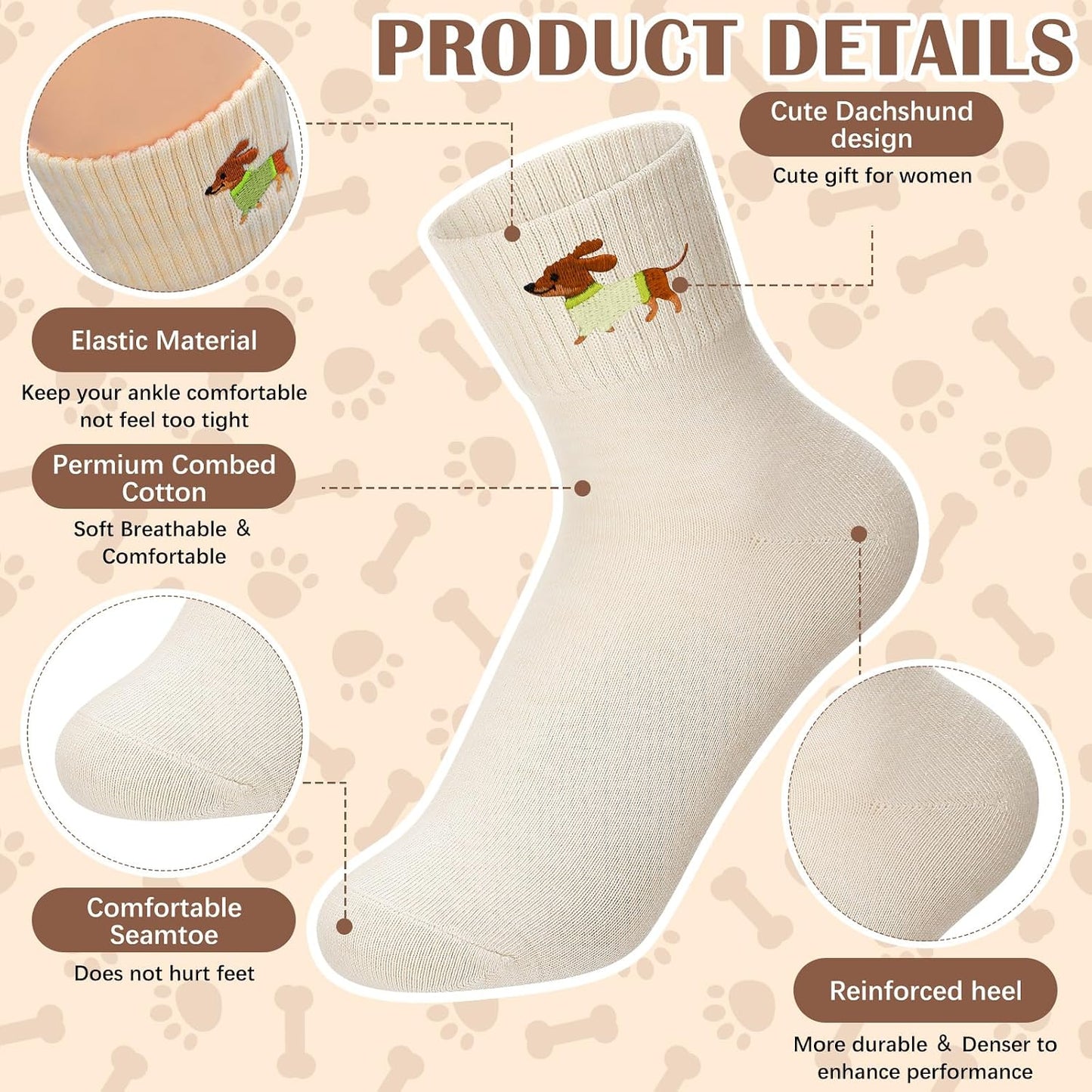 Eurzom 10 Pairs Socks Womens Crew Elastic Ankle Length Cotton Socks Aesthetic Cute Lightweight Low Cut Gifts for Women - Colors A