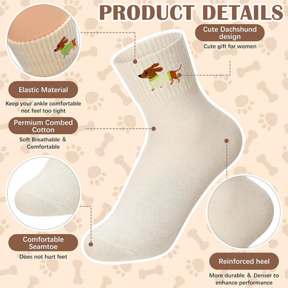 Eurzom 10 Pairs Socks Womens Crew Elastic Ankle Length Cotton Socks Aesthetic Cute Lightweight Low Cut Gifts for Women - Colors A