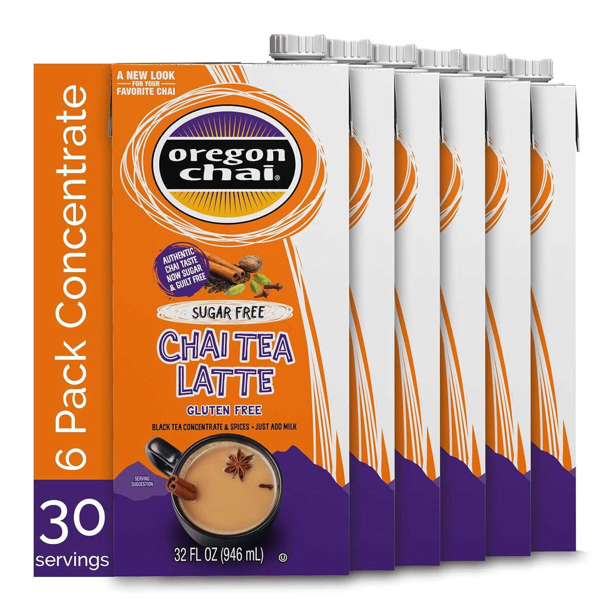 Oregon Chai Sugar Free Chai Concentrate, 32 Fluid Ounce (Pack of 6)
