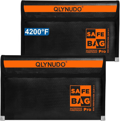 Fireproof Document Bag 2-Pack, Document Bag Fireproof Waterproof Pouch