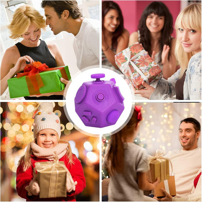 UOOEFUN Small Fidget Toys,12 Sided Fidget Toys,Mini Cube Toys Relief Stress,Autism and Anxiety Depression Anti for Kids Adults Improve Focus (Grey)