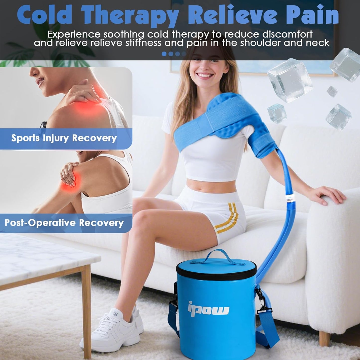 Ice Machine for Shoulder After Surgery, Portable Cold Therapy Machine for Shoulder, Ice Therapy for Recovery, Ideal for Sport Injuries, Pains Relief, Strain & Stiffness, Sprain Swelling