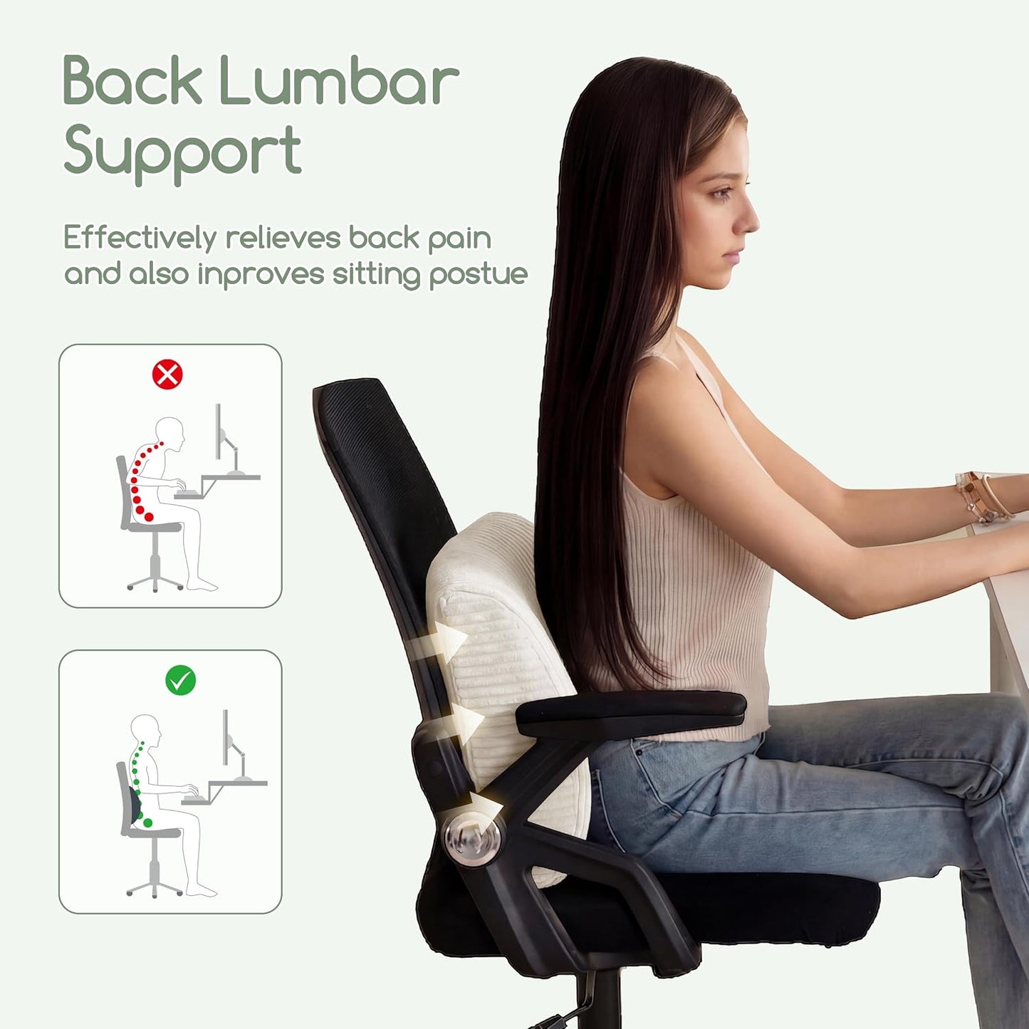 HIGOGOGO Lumbar Support Pillow for Recliner Chair/Accent Chair/Couch, Memory Foam Back Support Cushion for Elderly, Recliner Cushions for Back Rest, Pain Relief, Reading, Washable Cover, Dark Grey