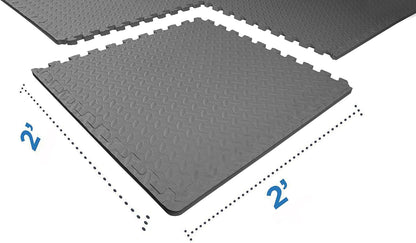 BalanceFrom Puzzle Exercise Mat 1/2" Thick, EVA Interlocking Foam Floor | Tiles for Home Gym, Mat for Home Workout Equipment, Floor Padding for Kids, Black, 24 in x 24 in x 1/2 in, 144 Sq Ft-36 Tiles