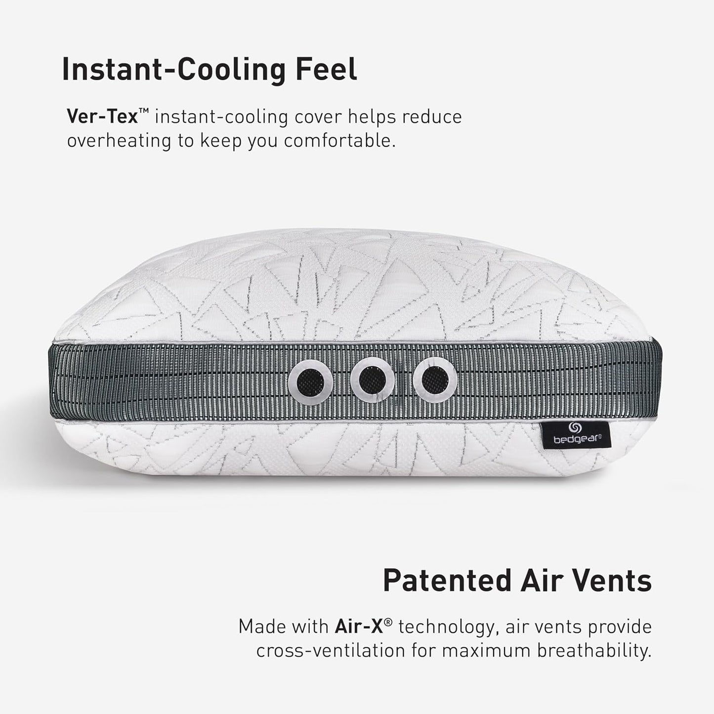 Bedgear Storm Performance Pillow, 1.0 Cooling Pillow for Side Sleepers, Medium Firm Support, Ver-Tex Cooling Cover, Air-X Mesh, Washable
