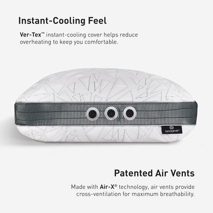 Bedgear Storm Performance Pillow, 1.0 Cooling Pillow for Side Sleepers, Medium Firm Support, Ver-Tex Cooling Cover, Air-X Mesh, Washable