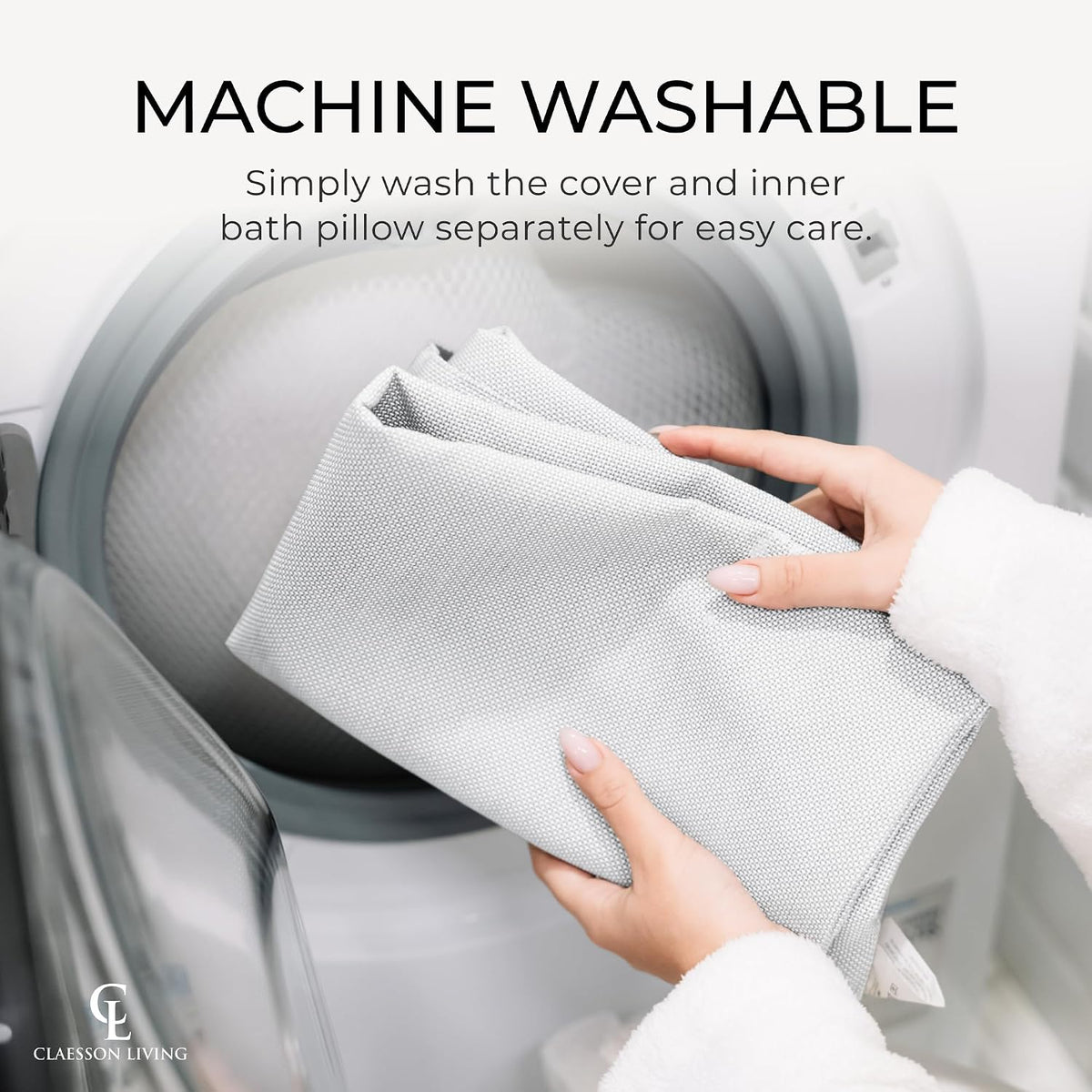 Luxury Bath Pillow for Tub - Thick and Comfortable Bathtub Pillow Support for Head and Neck and Back - Washable Quick-Drying Bath Pillows - Bath Cushion for Home Spa - Fits Any Bathtub - Light Gray