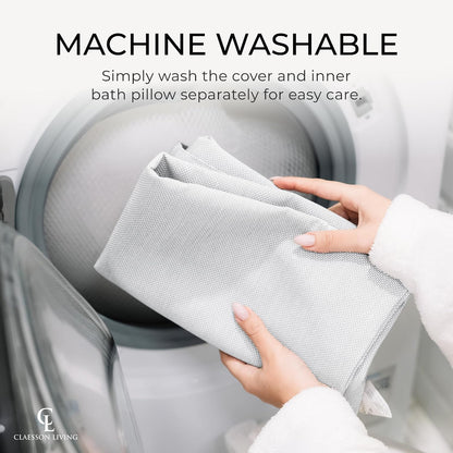 Luxury Bath Pillow for Tub - Thick and Comfortable Bathtub Pillow Support for Head and Neck and Back - Washable Quick-Drying Bath Pillows - Bath Cushion for Home Spa - Fits Any Bathtub - Light Gray