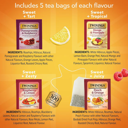 Twinings Sweet Escape Fruity Herbal Tea Variety, 20 Count, Pack of 6