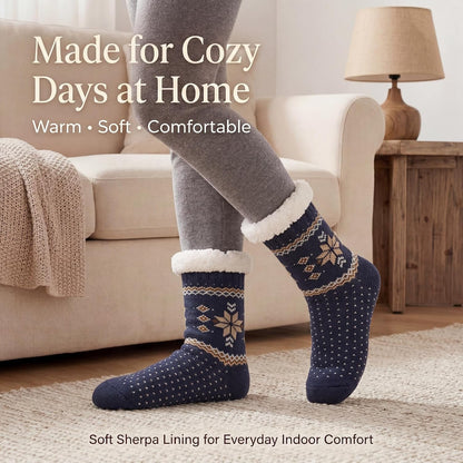 Cozylook Fuzzy Slipper Socks for Women with Grips Warm Cozy Soft Non-Slip Winter Socks Cozy Gift Idea