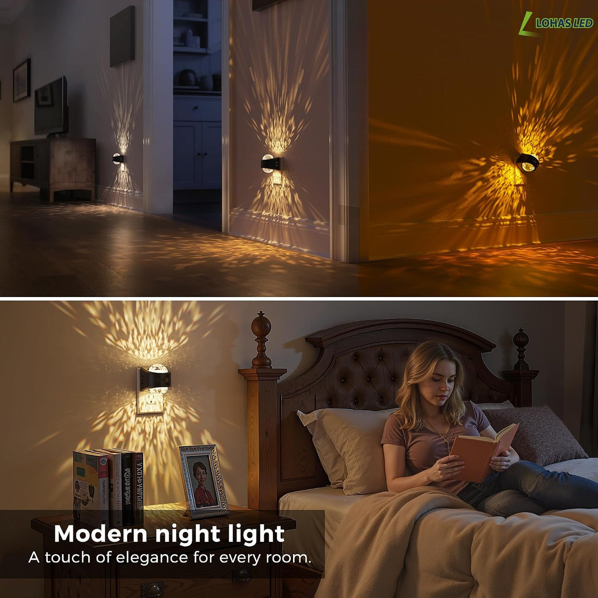 L LOHAS LED Night Light,Projector Night Light with Dusk to Dawn Sensor
