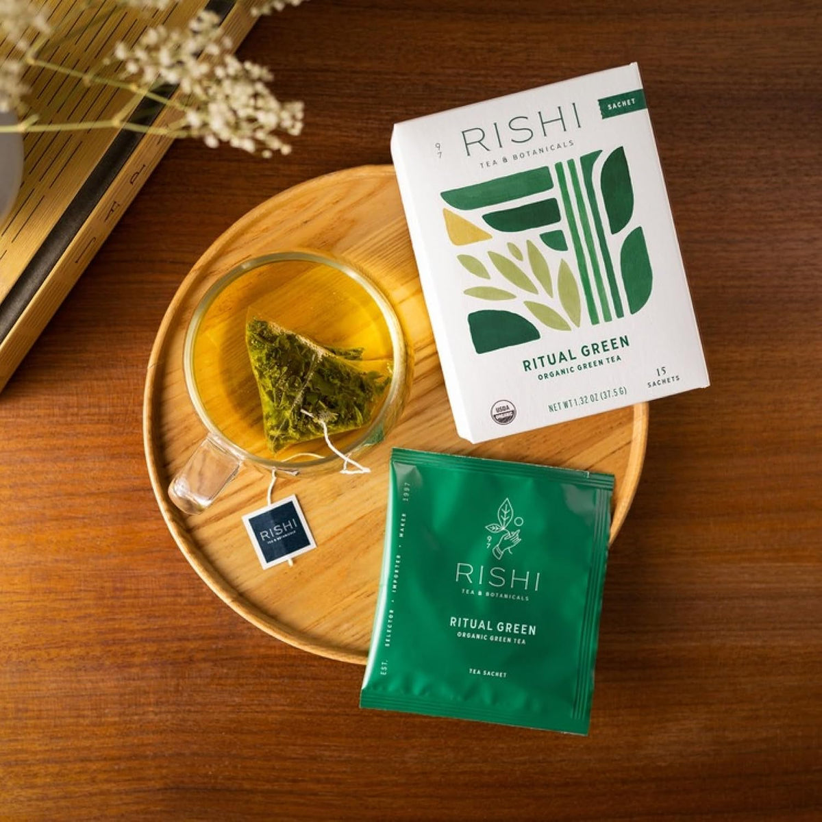 Rishi Tea Ritual Organic Green Tea Sachet Bags, Caffeinated, 15ct