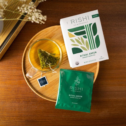 Rishi Tea Ritual Organic Green Tea Sachet Bags, Caffeinated, 15ct