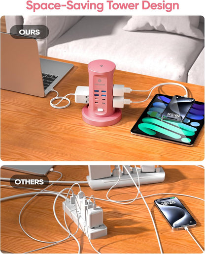 Power Strip Tower, kakyanill Charging Station 9 AC Outlets 8 USB Ports