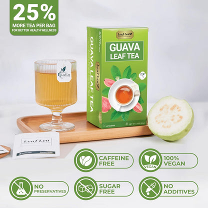 LeafLea Guava Leaf Tea Bags, Guava Leaves Tea, Caffeine-Free, 120 Count