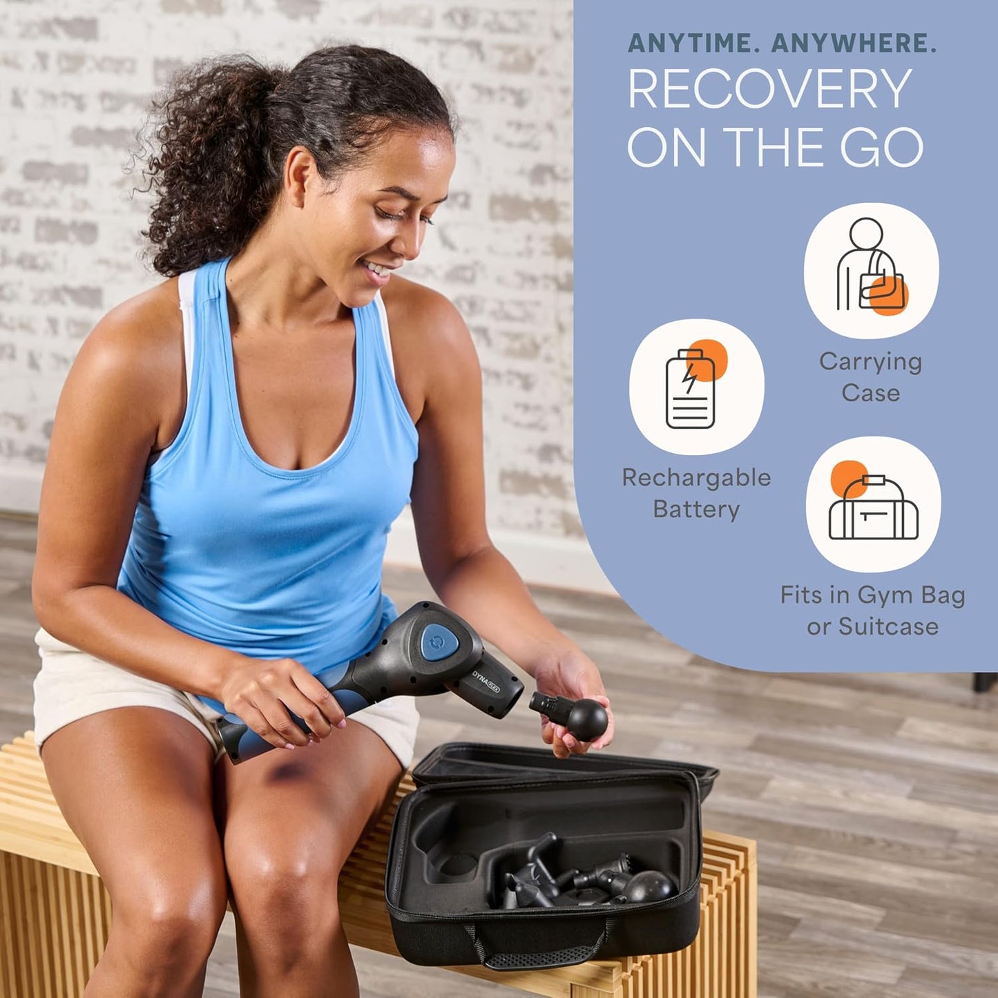 LifePro Mini Massage Gun — DynaMini Portable & Travel Deep Tissue Massage Gun with USB-C & Carrying Case — Quiet Handheld, 4 Attachments & Rechargeable