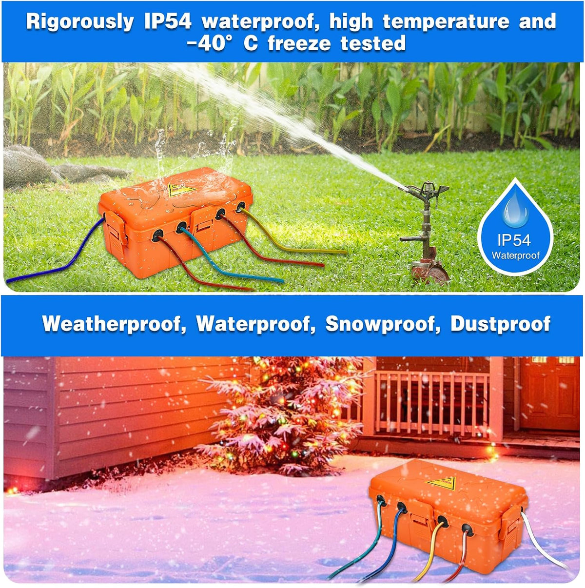 Hrensaw Large Outdoor Electrical Box Waterproof(12.5x8.5x5inch),IP54 Waterproof Outdoor Outlet Covers,Weatherproof Extension Cord Covers Protect Outlet,Plug,Timer,Power Strip,Holiday Light,Black