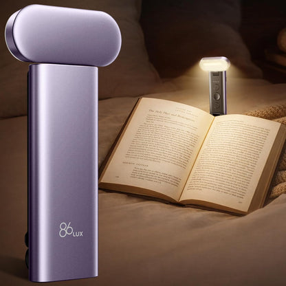 86lux Book Light, Reading Light for Book in Bed, USB Rechargeable LED Night Light with 3 Colors & Stepless Dimming, Aluminum Alloy Bookmark Light for Book Lovers, Aqua