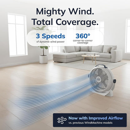 Lasko Wind Machine Fan, Air Circulator Fan with 3 Speeds, 20" Model 3300, Gray
