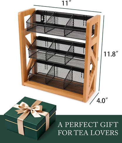 HULISEN Tea Bag Organizer, 3 Tier Tea Bag Holder, Holds Up to 120 Teabags