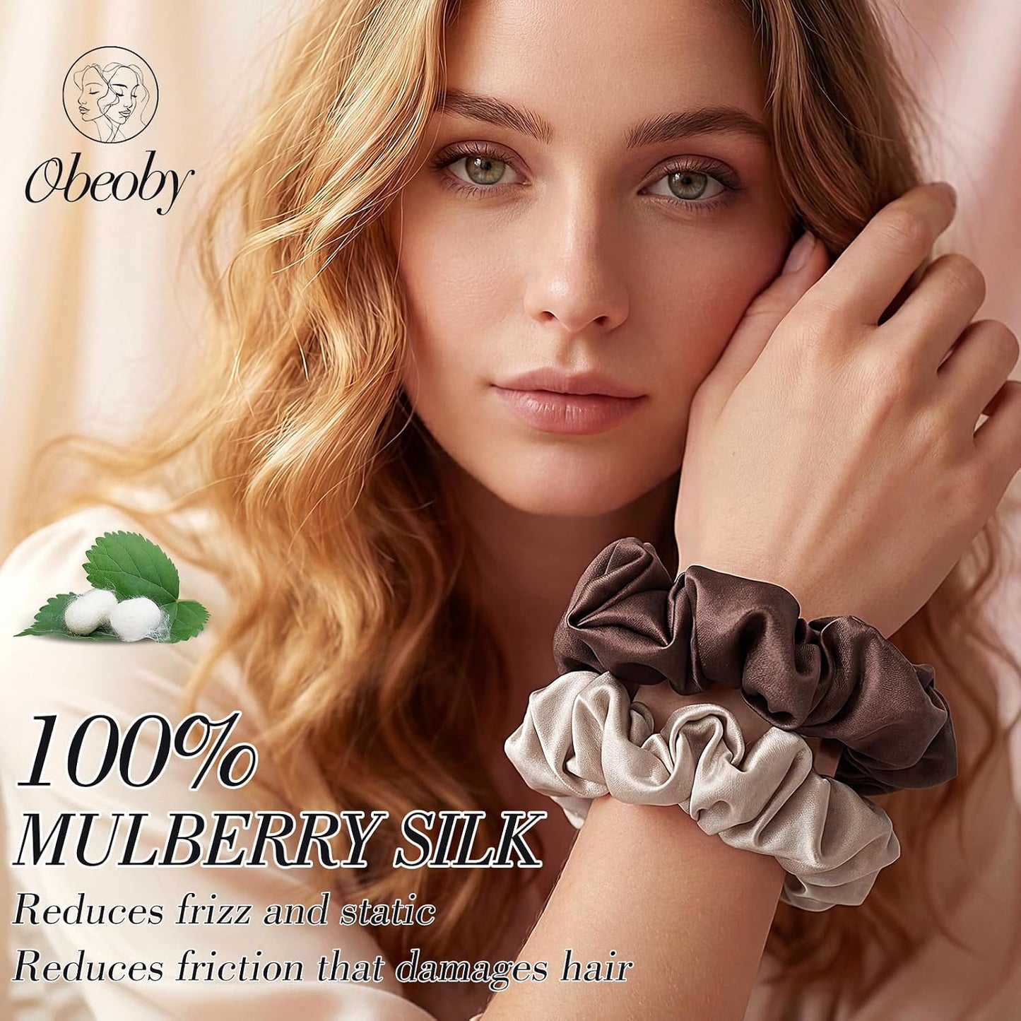 4 Pack 100% Mulberry Silk Scrunchies for Hair Sleep, No Damag Frizz Control Stylish Silk Hair Scrunchies Small Gifts for Women