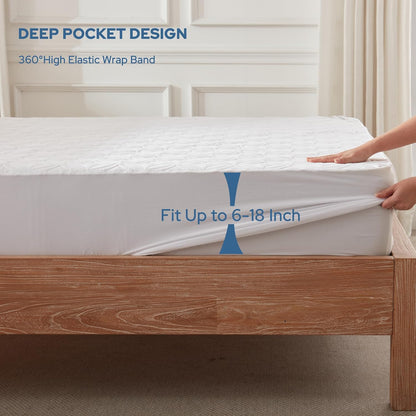 BEDLORE Waterproof Mattress Protector, King Size Mattress Pad with Deep Pocket 6"-18" Depth, Soft Noiseless Dirt-Proof Bed Mattress Cover Washable for Home, Bedroom, Hotel (Gray)